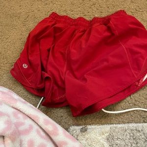 red lululemon shorts